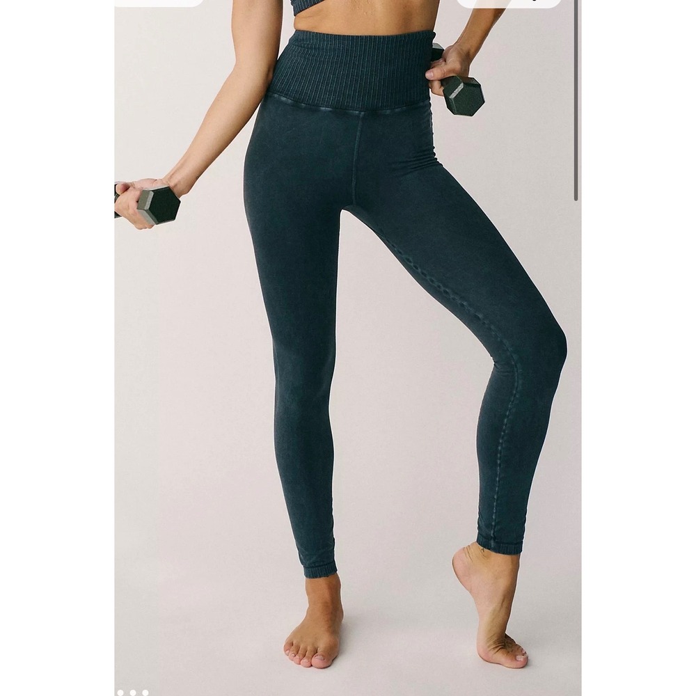 Free People Movement Good Karma Seamless Leggings Black Acid Wash XS/S